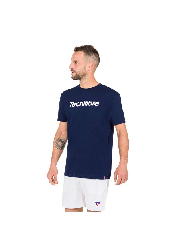 TECNIFIBRE - Koszulka męska Tecnifibre Team Cotton Tee. Kolor: niebieski. Długość rękawa: krótki rękaw. Długość: krótkie