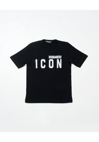 DSQUARED2 KIDS - Czarny T-shirt Icon 4-16 lat. Kolor: czarny. Materiał: bawełna. Wzór: aplikacja. Sezon: lato #1