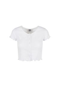 Urban Classics - Top Damski / Damski Z Prążkowanymi Guzikami. Kolor: biały. Materiał: prążkowany #1