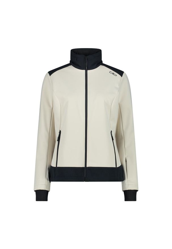 Kurtka damska turystyczna CMP 34A2436. Typ kołnierza: kaptur. Kolor: beżowy. Materiał: softshell. Sport: turystyka piesza