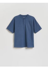 Reserved - Bawełniany t-shirt - jasnoniebieski. Kolor: niebieski. Materiał: bawełna