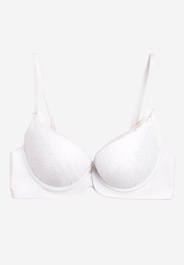 Born2be - Biały Biustonosz z Ozdobną Siateczką Zorale. Kolor: biały. Rodzaj stanika: push-up