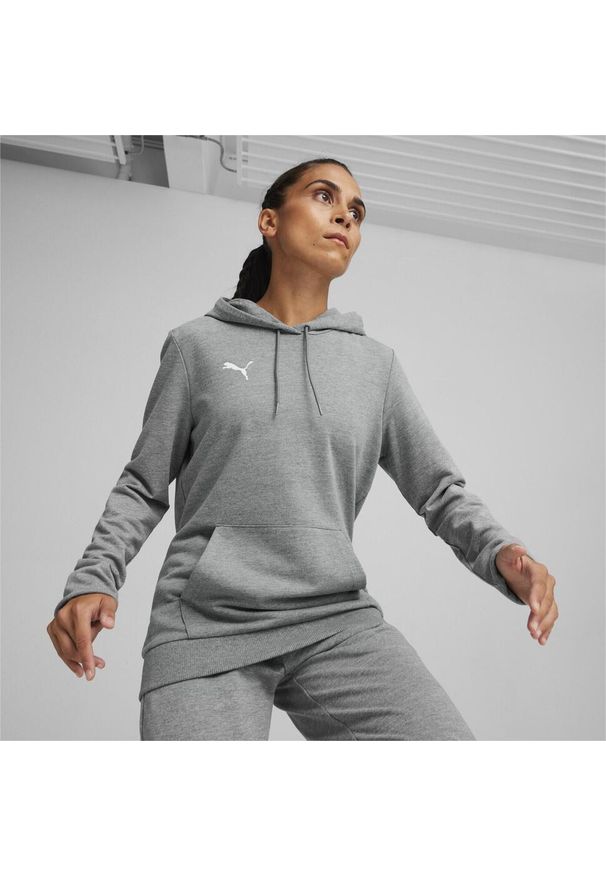 Bluza damska z kapturem Puma TeamGoal. Typ kołnierza: kaptur. Kolor: szary. Materiał: dresówka