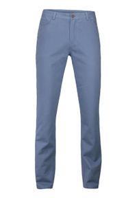 Ezreal - Eleganckie Męskie Spodnie, 100% BAWEŁNA, Chinosy, Zwężane Nogawki, Jasny Niebieski. Kolor: niebieski. Materiał: bawełna. Styl: elegancki