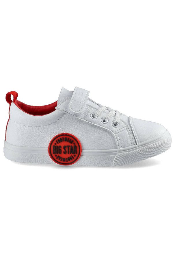 Big-Star - Białe Trampki Big Star Dziecięce Buty Na Rzep. Okazja: na co dzień. Zapięcie: rzepy. Kolor: biały. Materiał: skóra ekologiczna, guma. Szerokość cholewki: normalna. Wzór: aplikacja. Styl: sportowy, casual