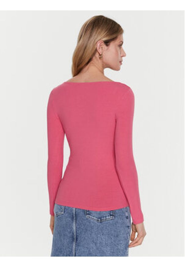 Guess Bluzka Karlee W2YP46 KBCO2 Różowy Slim Fit. Kolor: różowy. Materiał: wiskoza