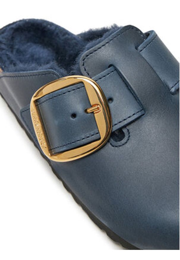 Birkenstock Klapki Boston Bb Shearling Leoi 1028014 Granatowy. Kolor: niebieski. Materiał: skóra