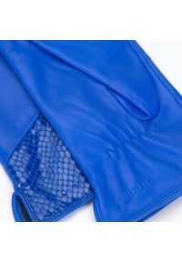 Wittchen - Damskie rękawiczki skórzane ze wstawką o fakturze egzotycznej skóry niebieskie. Kolor: niebieski. Materiał: skóra. Styl: klasyczny #4