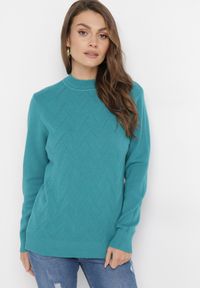 Born2be - Zielony Sweter z Długim Rękawem Abewina. Kolor: zielony. Materiał: dzianina, tkanina. Długość rękawa: długi rękaw. Długość: długie #2