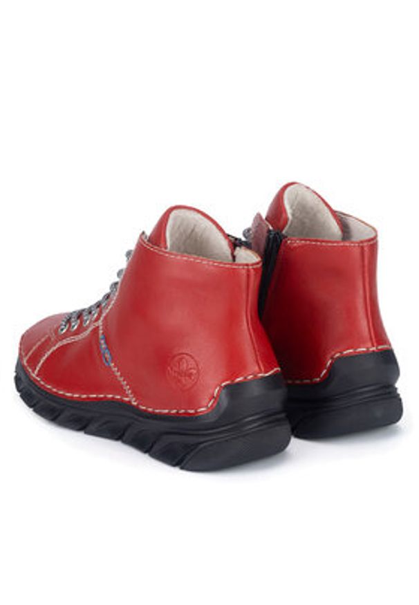 Rieker Botki 55020-33 Czerwony. Kolor: czerwony. Materiał: skóra