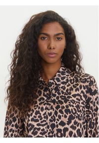 Guess Koszula W5YH03 WF1T2 Brązowy Regular Fit. Kolor: brązowy. Materiał: syntetyk