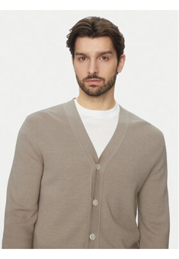 Selected Homme Kardigan Tray 16097127 Beżowy Regular Fit. Kolor: beżowy. Materiał: wełna