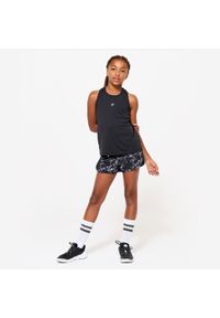 Decathlon - Spodenki sportowe dla dzieci Domyos 2 w 1. Okazja: na uczelnię. Kolor: czarny. Materiał: tkanina, elastan, poliester, materiał. Długość: krótkie. Styl: sportowy. Sport: joga i pilates