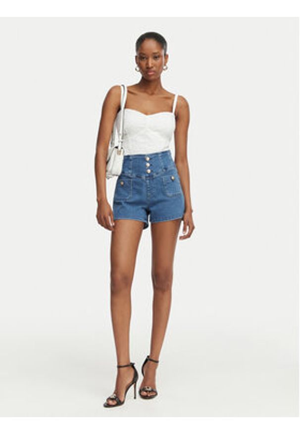 Guess Top W6GH47 W1880 Biały Classic Fit. Kolor: biały. Materiał: bawełna