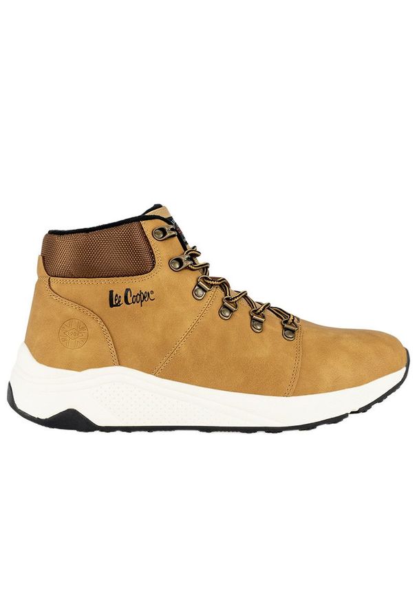 Buty Lee Cooper LCJ-22-31-1452M - brązowe. Okazja: na co dzień. Zapięcie: sznurówki. Kolor: brązowy. Materiał: materiał, syntetyk, guma. Szerokość cholewki: normalna
