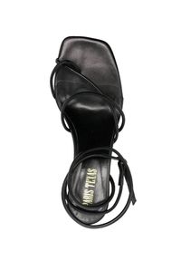 PARIS TEXAS - Czarne sandały z kwadratowym noskiem Betty. Zapięcie: pasek. Kolor: czarny. Wzór: paski. Obcas: na obcasie. Wysokość obcasa: średni #2