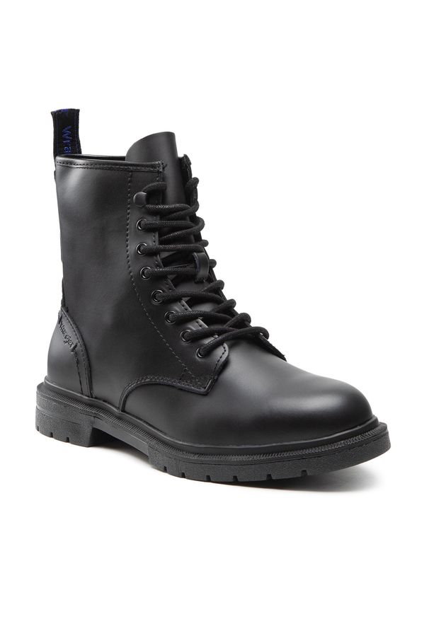 Trapery Wrangler - Spike Mid WM22072A Black 002. Kolor: czarny. Materiał: skóra. Szerokość cholewki: normalna. Styl: klasyczny