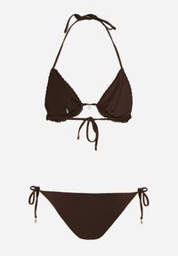Born2be - Brązowe Bikini Dwuczęściowe Szydełkowe Wiązane na Szyi i Plecach z Metalowymi Zawieszkami Nysalirea. Kolekcja: plus size. Kolor: brązowy #6