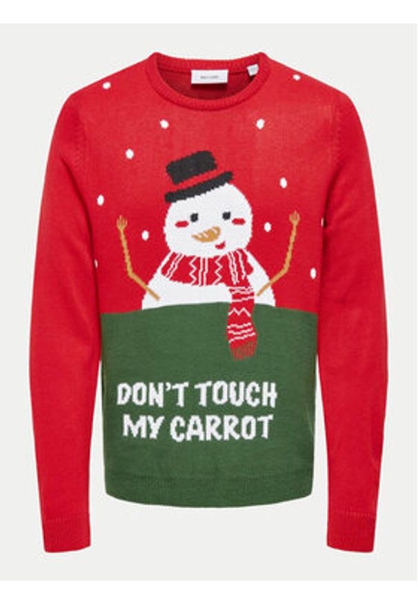 Only & Sons Sweter Xmas 22031170 Czerwony Regular Fit. Kolor: czerwony. Materiał: syntetyk