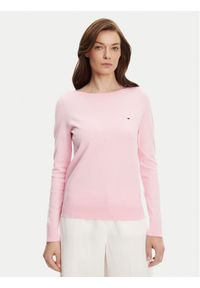 TOMMY HILFIGER - Tommy Hilfiger Sweter WW0WW40099 Różowy Regular Fit. Kolor: różowy. Materiał: bawełna