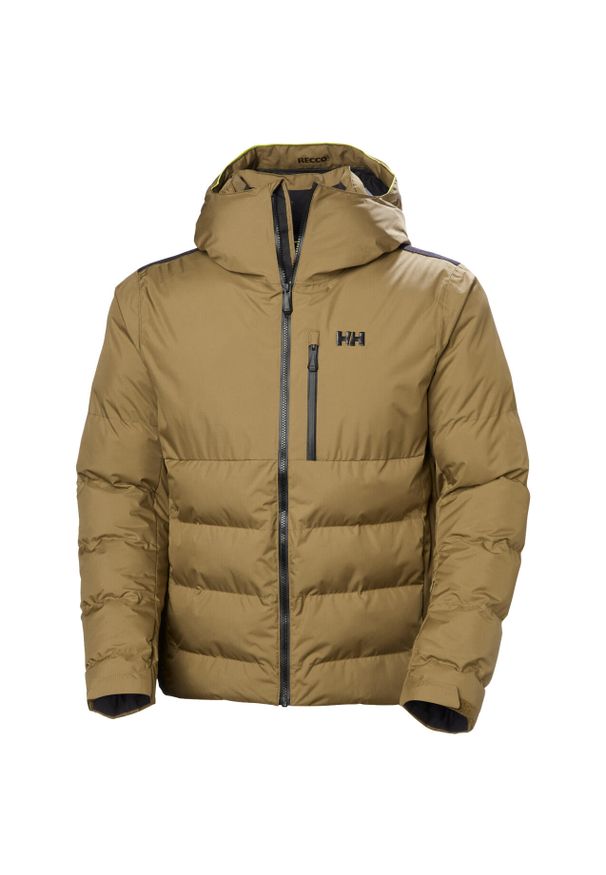 Kurtka puchowa Helly Hansen Kvitfjell. Kolor: beżowy, wielokolorowy, brązowy. Materiał: puch. Sezon: zima. Sport: narciarstwo