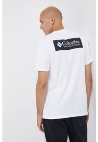 columbia - Columbia T-shirt bawełniany kolor biały z nadrukiem 1834041-575. Okazja: na co dzień. Kolor: biały. Materiał: bawełna. Wzór: nadruk. Styl: casual #2