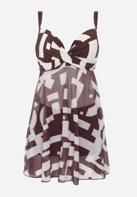 Born2be - Brązowe Bikini z Siateczkową Sukienką Kąpielową i Majtkami Typu Szorty Vilineli. Kolekcja: plus size. Kolor: brązowy. Długość: długie #3