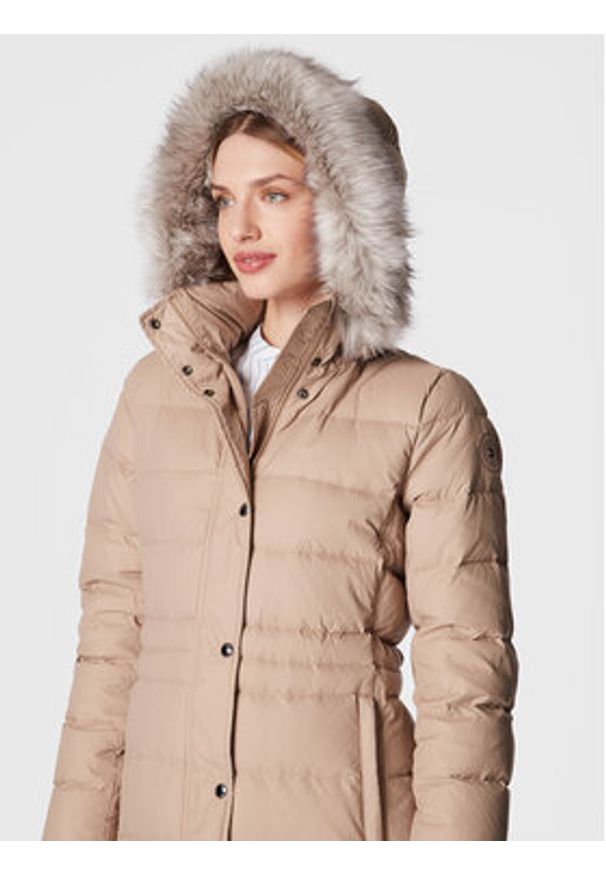 TOMMY HILFIGER - Tommy Hilfiger Kurtka puchowa Tyra WW0WW37487 Beżowy Regular Fit. Kolor: beżowy. Materiał: puch, syntetyk