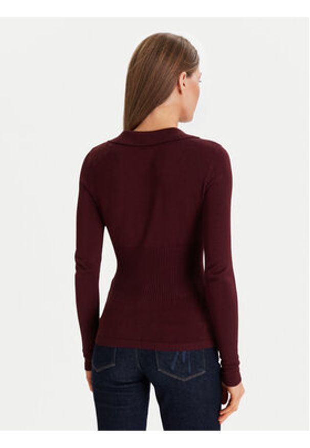 Morgan Sweter 252-MBANOU Bordowy Slim Fit. Kolor: czerwony. Materiał: wiskoza