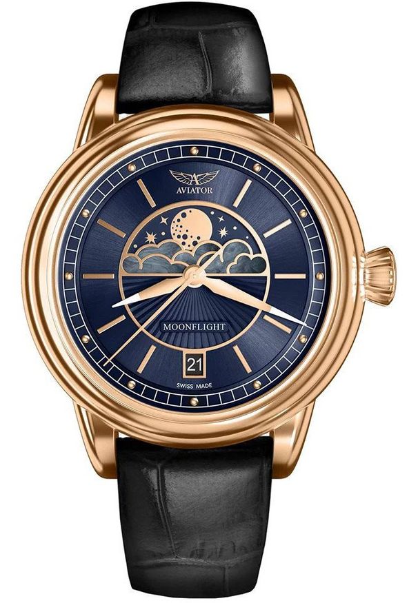 AVIATOR - Zegarek damski Aviator V.1.33.2.256.4BM czarny. Kolor: czarny