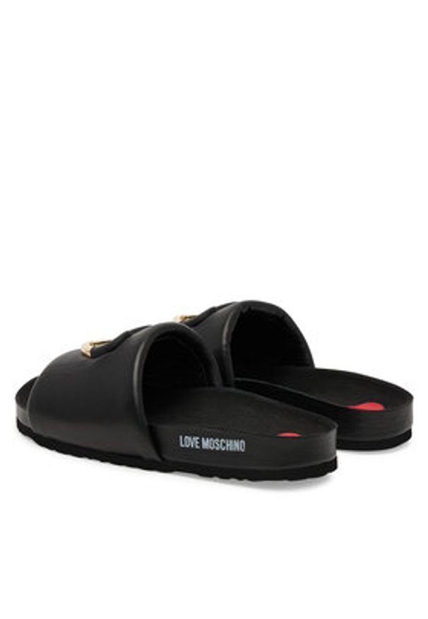 Love Moschino - LOVE MOSCHINO Klapki JA28283G1MIE0000 Czarny. Kolor: czarny. Materiał: skóra