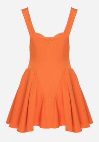 Born2be - Pomarańczowa Rozkloszowana Sukienka z Gorsetową Górą i Dekoltem w Serce Frolami. Okazja: na co dzień. Typ kołnierza: dekolt gorset. Kolor: pomarańczowy. Typ sukienki: gorsetowe. Styl: casual #6