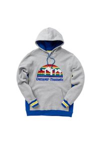 Mitchell & Ness - Polar z kapturem Denver Nuggets Premium. Typ kołnierza: kaptur. Kolor: szary, niebieski, wielokolorowy. Materiał: polar #1