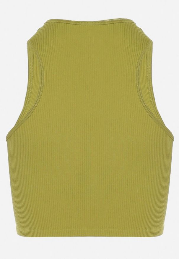 Born2be - Jasnozielony Elastyczny Top Sportowy z Prążkowanej Dzianiny Ilonessa. Kolor: zielony. Materiał: dzianina, prążkowany. Styl: sportowy