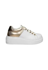 Valentino by Mario Valentino - VALENTINO Biało-złote sneakersy Baraga S Sneaker Lace-U. Kolor: biały. Materiał: skóra