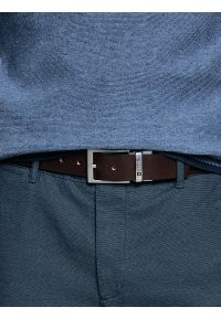 Big-Star - Pasek męski skórzany dwustronny ze srebrną klamrą czarny Ariso 906. Kolor: czarny. Materiał: skóra. Wzór: gładki. Styl: biznesowy, klasyczny, casual, elegancki #7