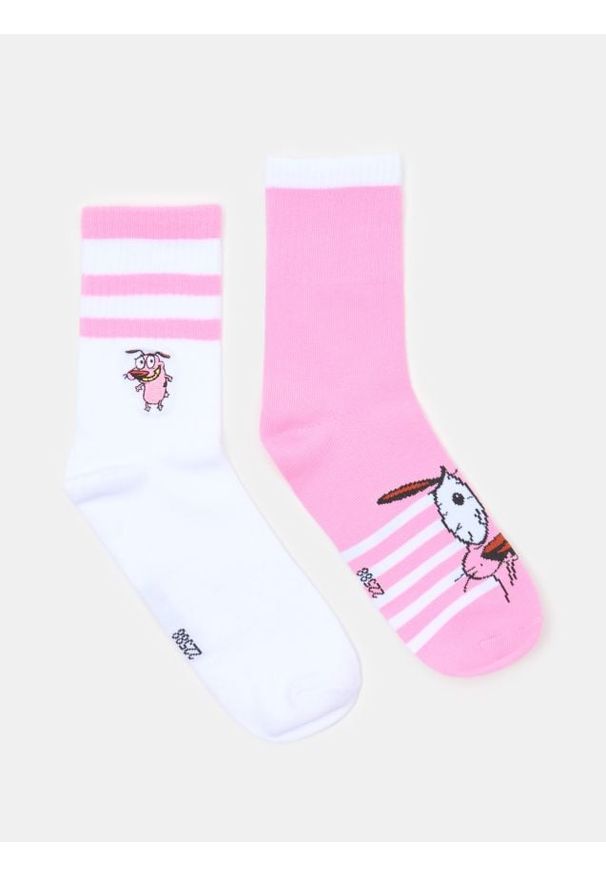 Sinsay - Skarpetki z nadrukiem Courage the Cowardly Dog 2 pack - wielobarwny. Wzór: nadruk