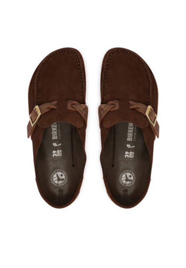 Birkenstock Klapki Buckley Braided 1031435 Brązowy. Kolor: brązowy. Materiał: skóra, zamsz