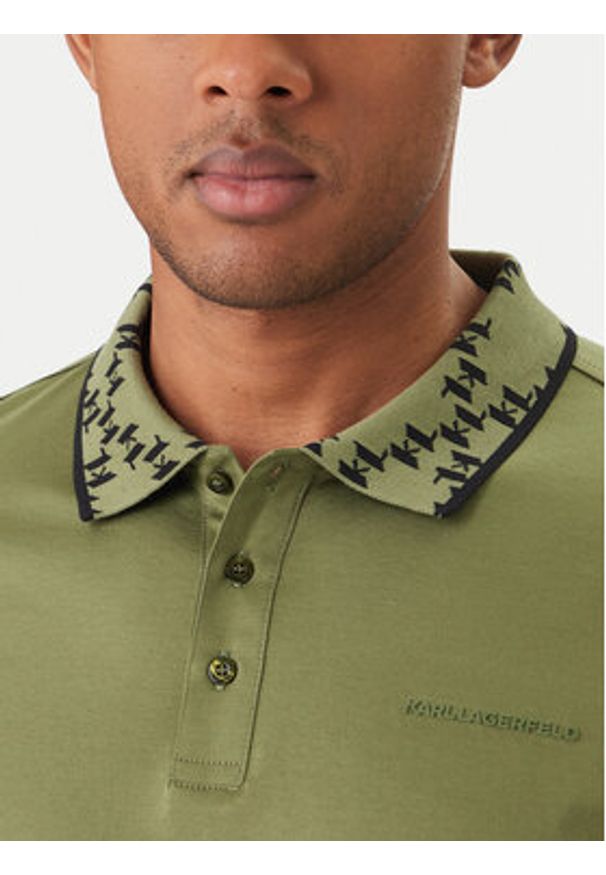 Karl Lagerfeld - KARL LAGERFELD Polo 745010 562200 Zielony Regular Fit. Typ kołnierza: polo. Kolor: zielony. Materiał: bawełna
