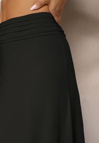 Renee - Czarna Rozkloszowana Spódnica High Waist z Marszczeniem w Pasie Nolisea. Stan: podwyższony. Kolor: czarny. Materiał: tkanina
