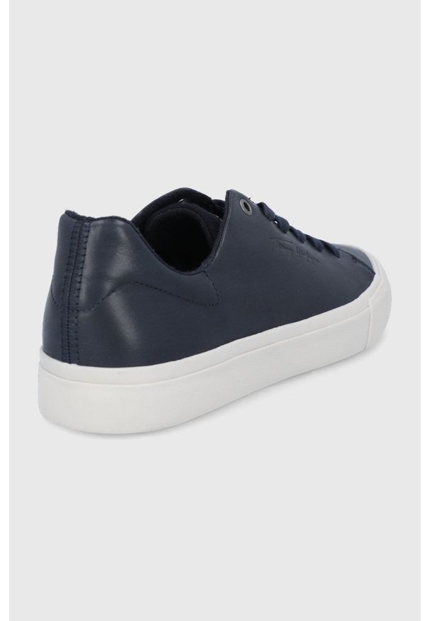 TOMMY HILFIGER - Tommy Hilfiger buty skórzane kolor granatowy. Nosek buta: okrągły. Zapięcie: sznurówki. Kolor: niebieski. Materiał: skóra. Obcas: na obcasie. Wysokość obcasa: niski
