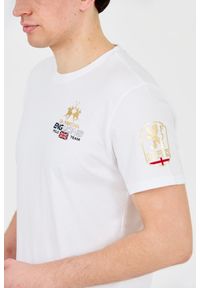La Martina - LA MARTINA Biały męski t-shirt Jersey, Rozmiar M. Kolor: biały. Materiał: jersey #3