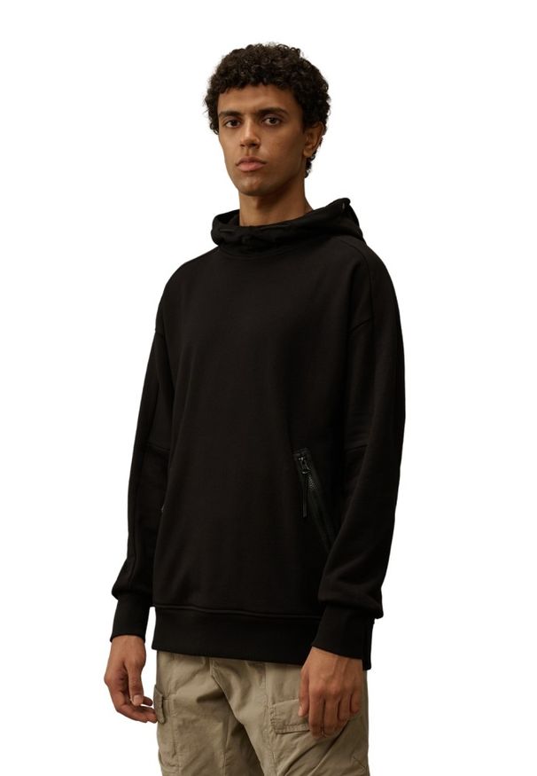C.P. Company - C.P. COMPANY Czarna męska bluza z kapturem Sweat Hooded, Rozmiar M. Okazja: na co dzień. Typ kołnierza: kaptur. Kolor: czarny. Materiał: bawełna. Wzór: bez wzorów. Styl: casual