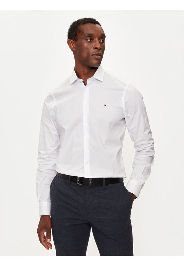 TOMMY HILFIGER - Tommy Hilfiger Koszula MW0MW36918 Biały Slim Fit. Kolor: biały. Materiał: bawełna