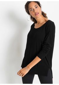 bonprix - Sweter dzianinowy oversize z mieszanki wiskozy. Kolor: czarny. Materiał: wiskoza, materiał, dzianina. Długość rękawa: długi rękaw. Długość: długie #1