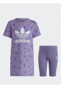 Adidas - adidas Sukienka codzienna Floral Dress Set IB9483 Fioletowy Slim Fit. Okazja: na co dzień. Kolor: fioletowy. Materiał: bawełna. Typ sukienki: proste. Styl: casual