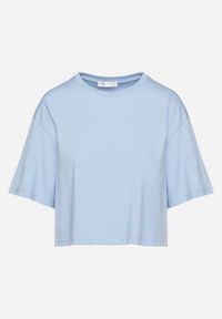 Born2be - Niebieski Bawełniany T-shirt o Szerokim Kroju z Krótkim Rękawem Branjas. Okazja: na co dzień. Kolor: niebieski. Materiał: bawełna. Długość rękawa: krótki rękaw. Długość: krótkie. Styl: casual #3