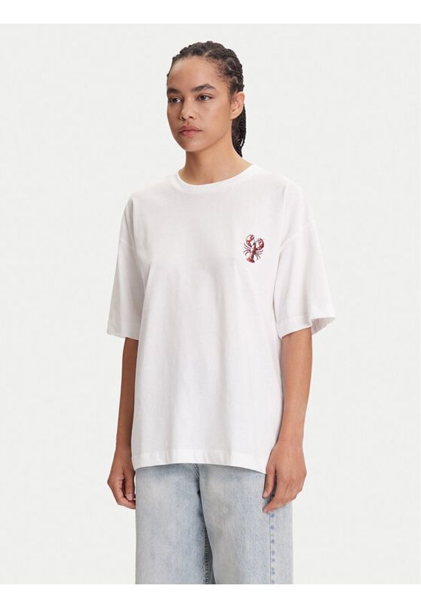 Pieces T-Shirt Tobster 17160811 Biały Oversize. Kolor: biały. Materiał: bawełna