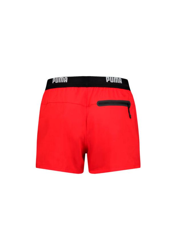 Puma - Kąpielówki męskie Logo Krótkie Czerwone. Kolor: czerwony. Materiał: poliester. Długość: krótkie. Styl: sportowy
