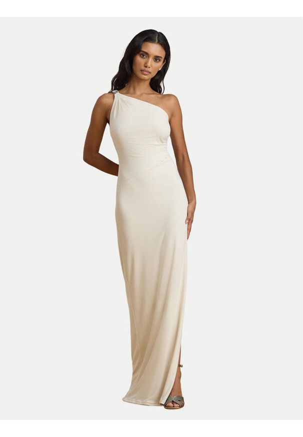 Lauren Ralph Lauren - LAUREN RALPH LAUREN Sukienka wieczorowa 253980922003 Écru Slim Fit. Materiał: syntetyk. Styl: wizytowy